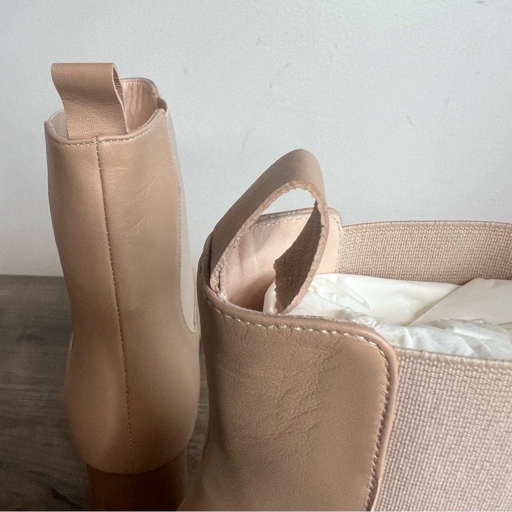Kahmune Mila Women's Pull On Beige Leather Heeled Bootie Size 39 aka 8.5 #588 - Picture 6 of 10